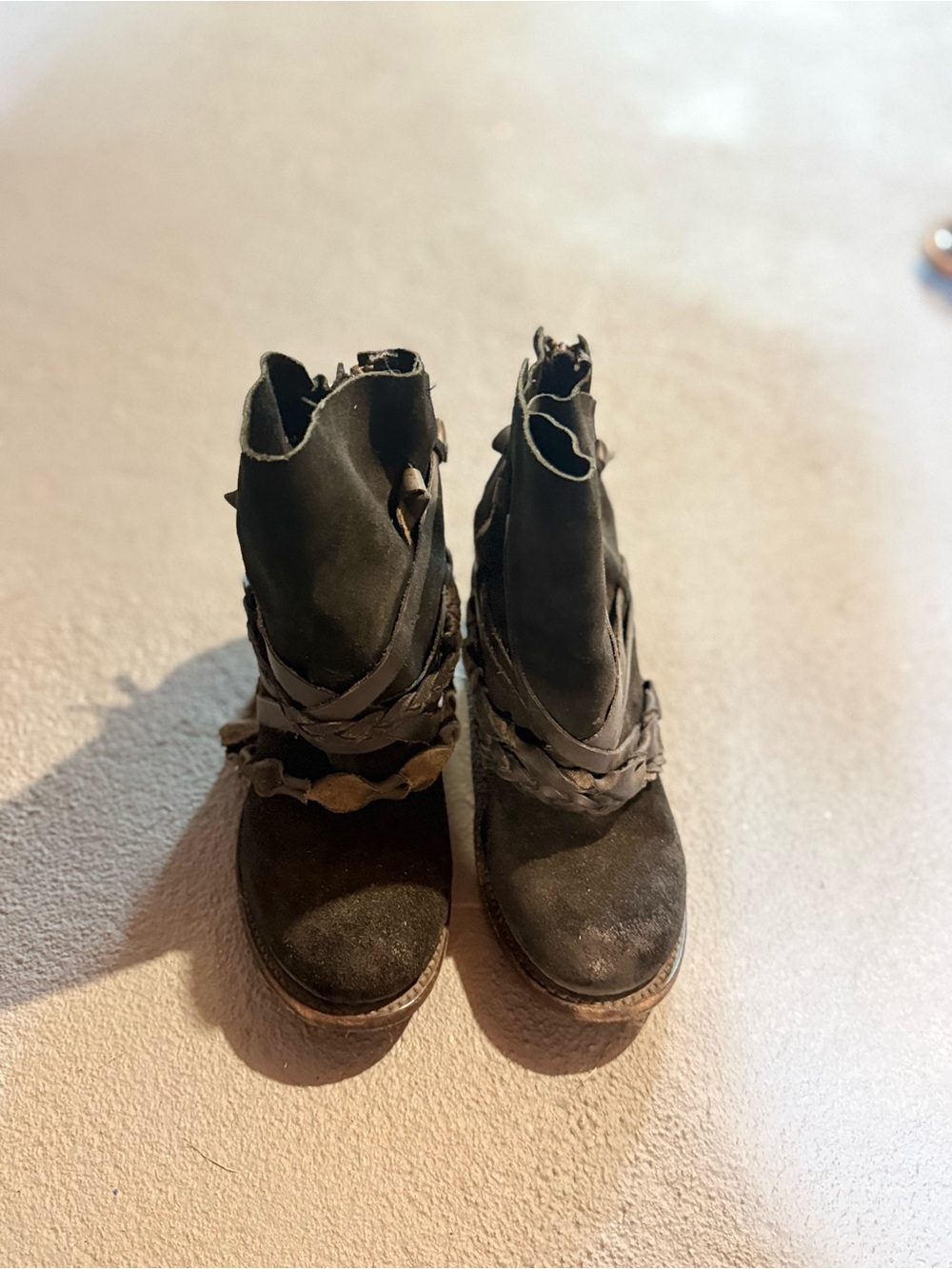 Freebird by Steven - Cairo - Women's Black Suede Ankle Boots with Braided Wrap - Picture 3 of 4